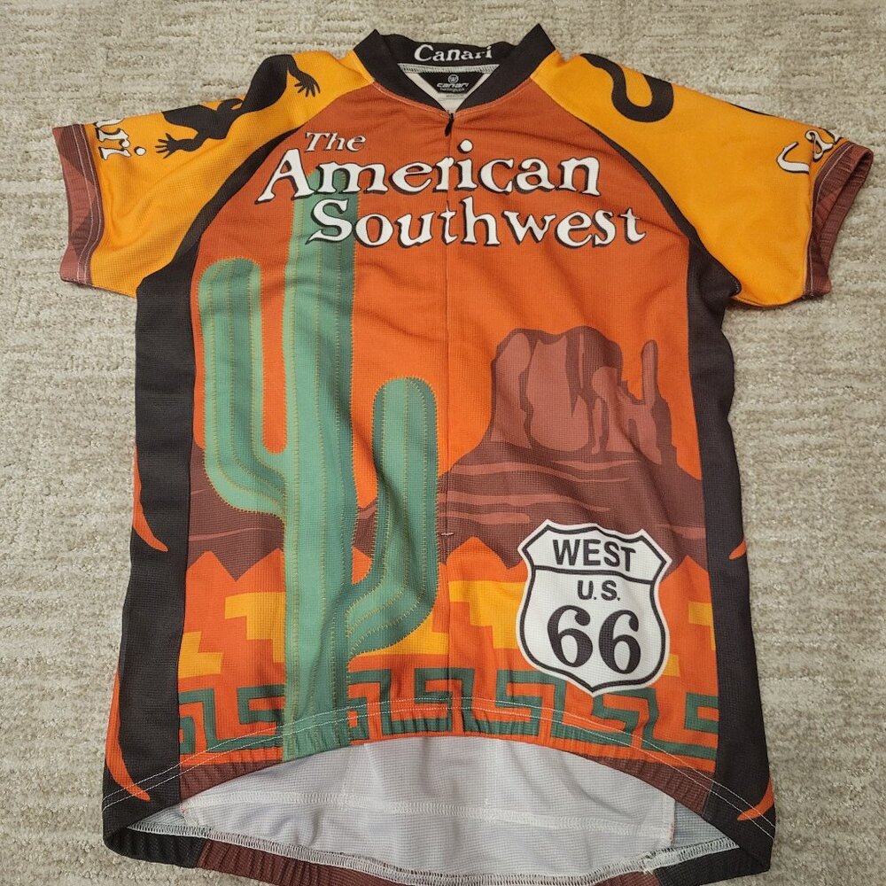 Canari Orange and Green Southwestern Route 66 Cycling Jersey